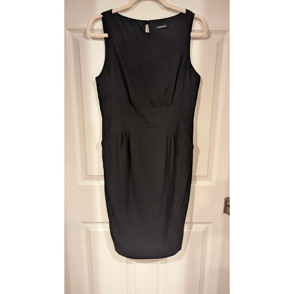Magaschoni Collection Sheath Dress S Black Sleeveless Pockets Knee Length‎ LBD - Picture 4 of 7
